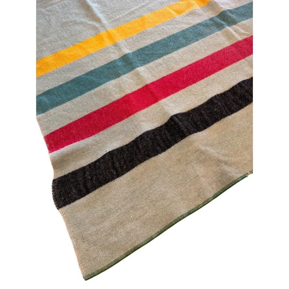 Vintage 4 Point Wool Blanket Reseda Green 83x102 HTF Color See Pictures